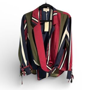 Mello Day Bold Striped Open Front Blouse- Size Small